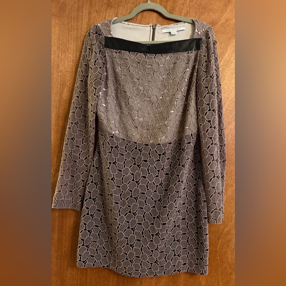 Diane Von Furstenberg Grey Sheath Dress Long Sleeve